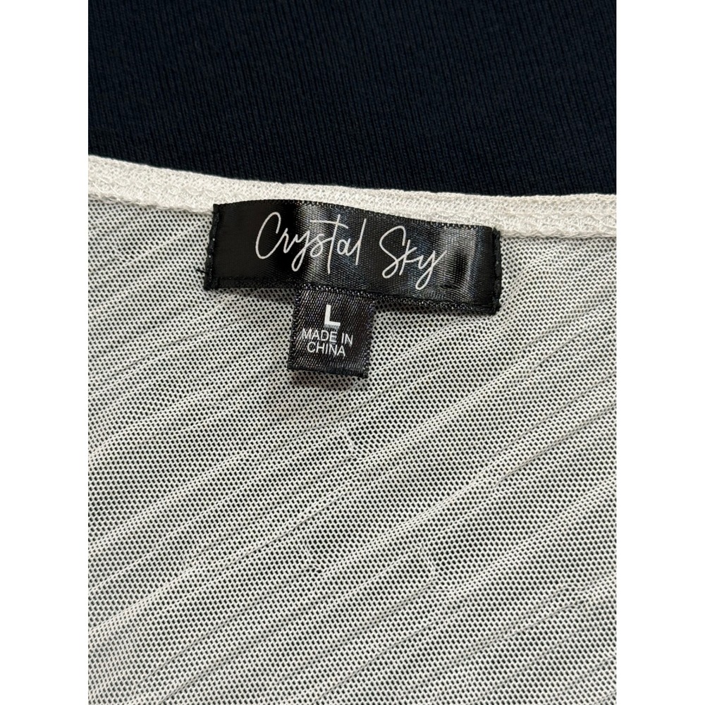 Crystal Sky Women's One Shoulder Ruffle Ruched‎ Mesh Top Cream Size L - Picture 3 of 9